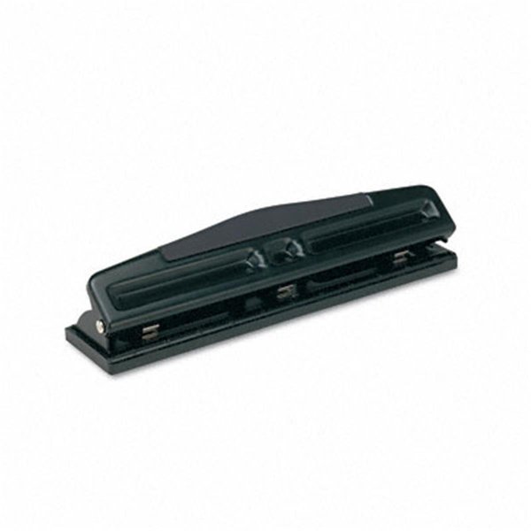 Universal Battery Universal 74323 12-Sheet Deluxe Two- and Three-Hole Adjustable Punch  9/32   Holes  Black 74323